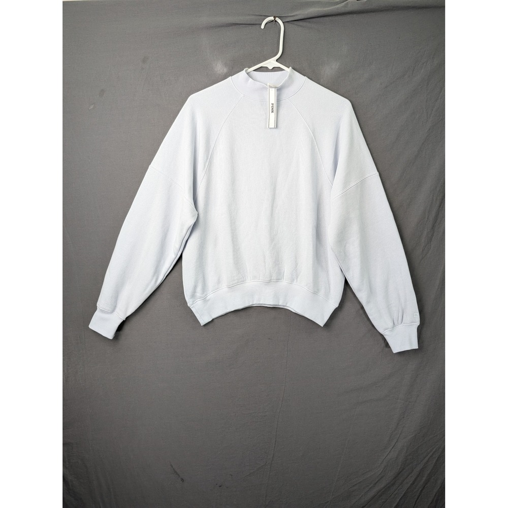 Victoria's Secret PINK Light Blue Mock Neck Raglan Sleeve Sweatshirt NWT 5652‎